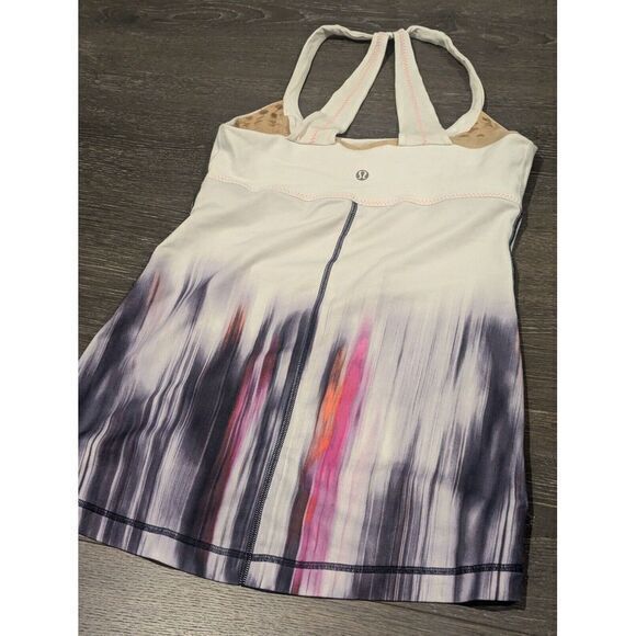 Lemon Tops - LULULEMON Scoop Me Up Women's Tank Top Mirage Deep Indigo‎ / White size 6
